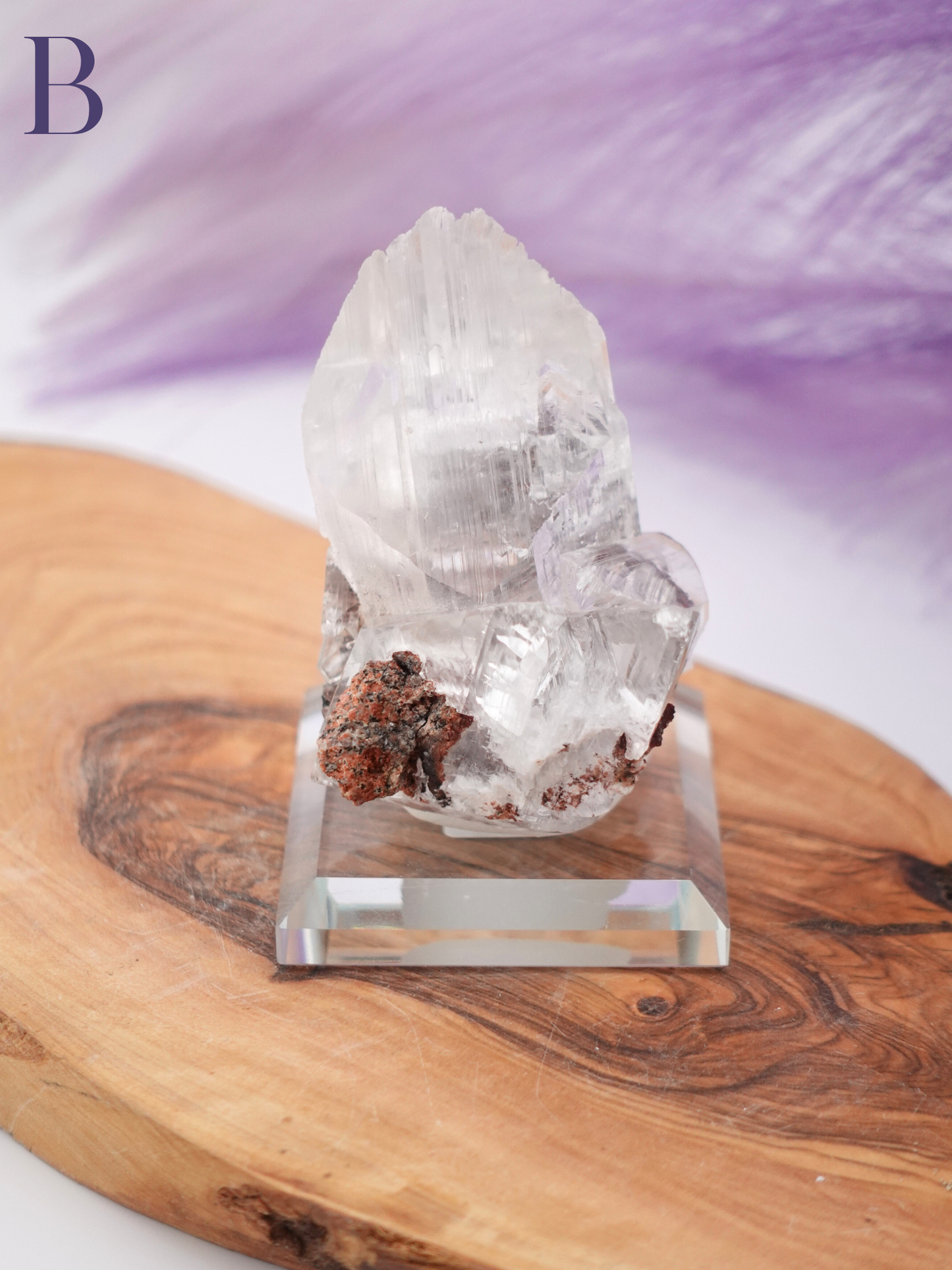 Niaca selenite specimen option B on clear stand