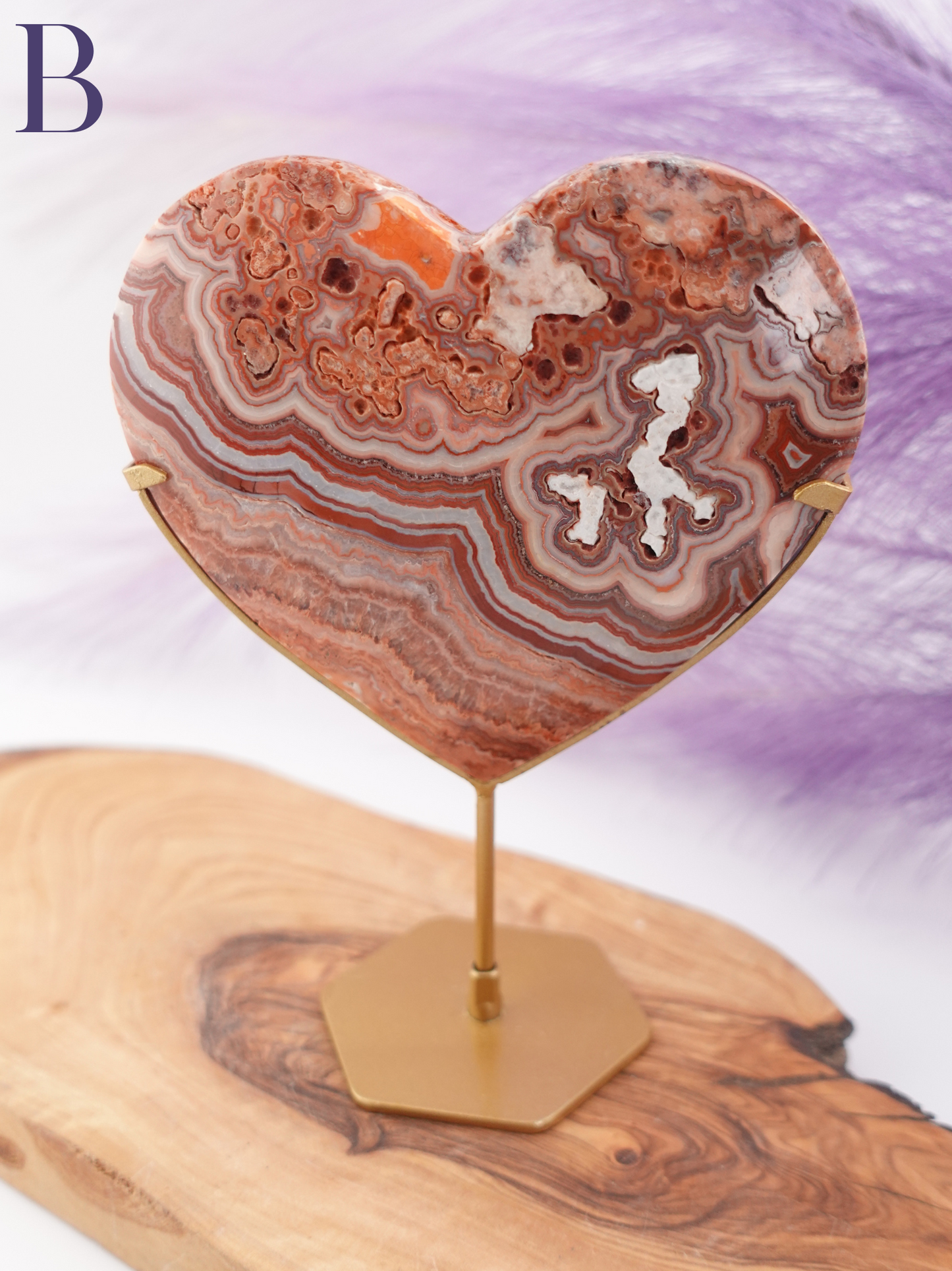 Pink Crazy Lace Heart on Stand