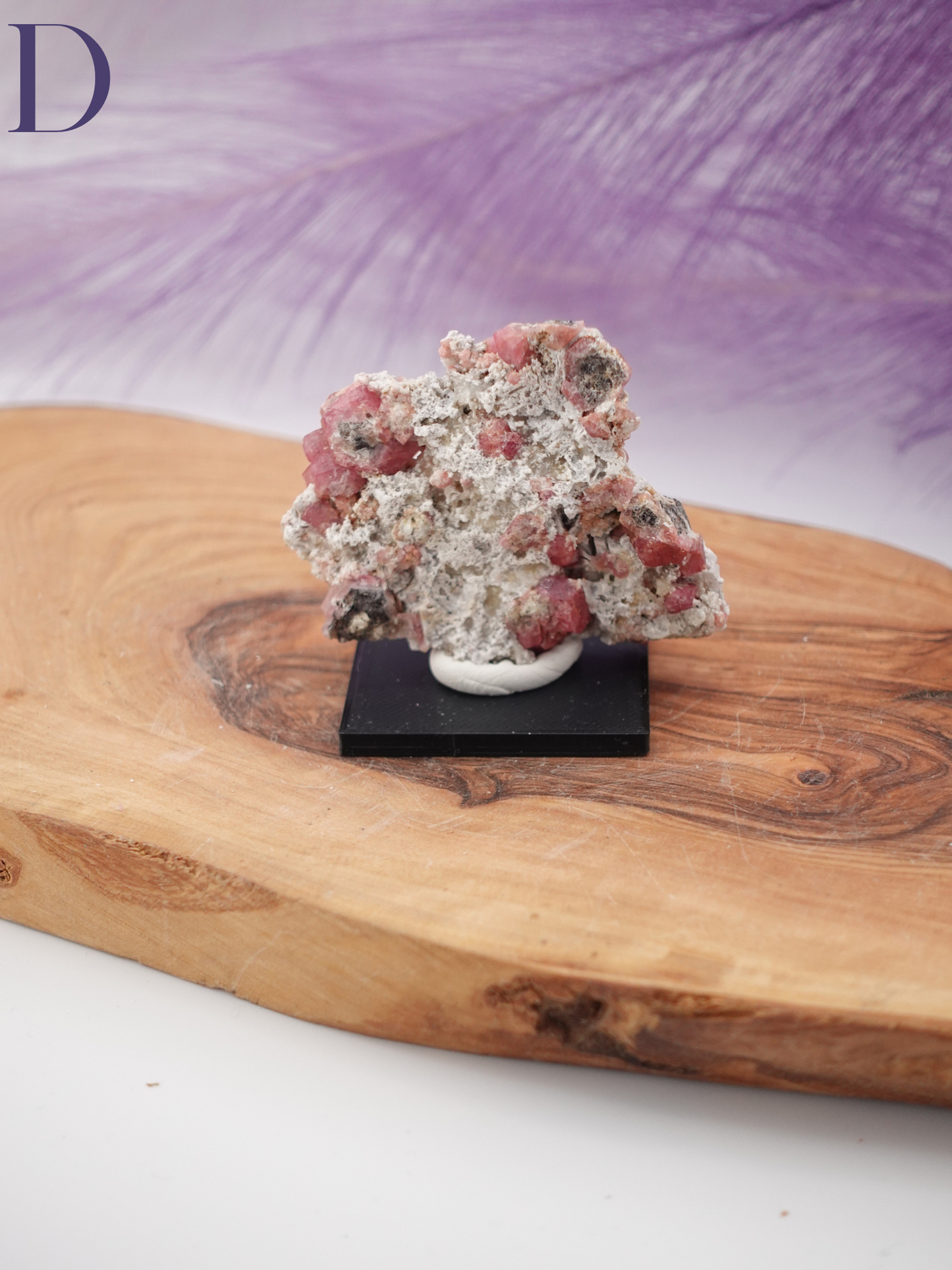 Raspberry Garnet Specimen on small black stand Option D