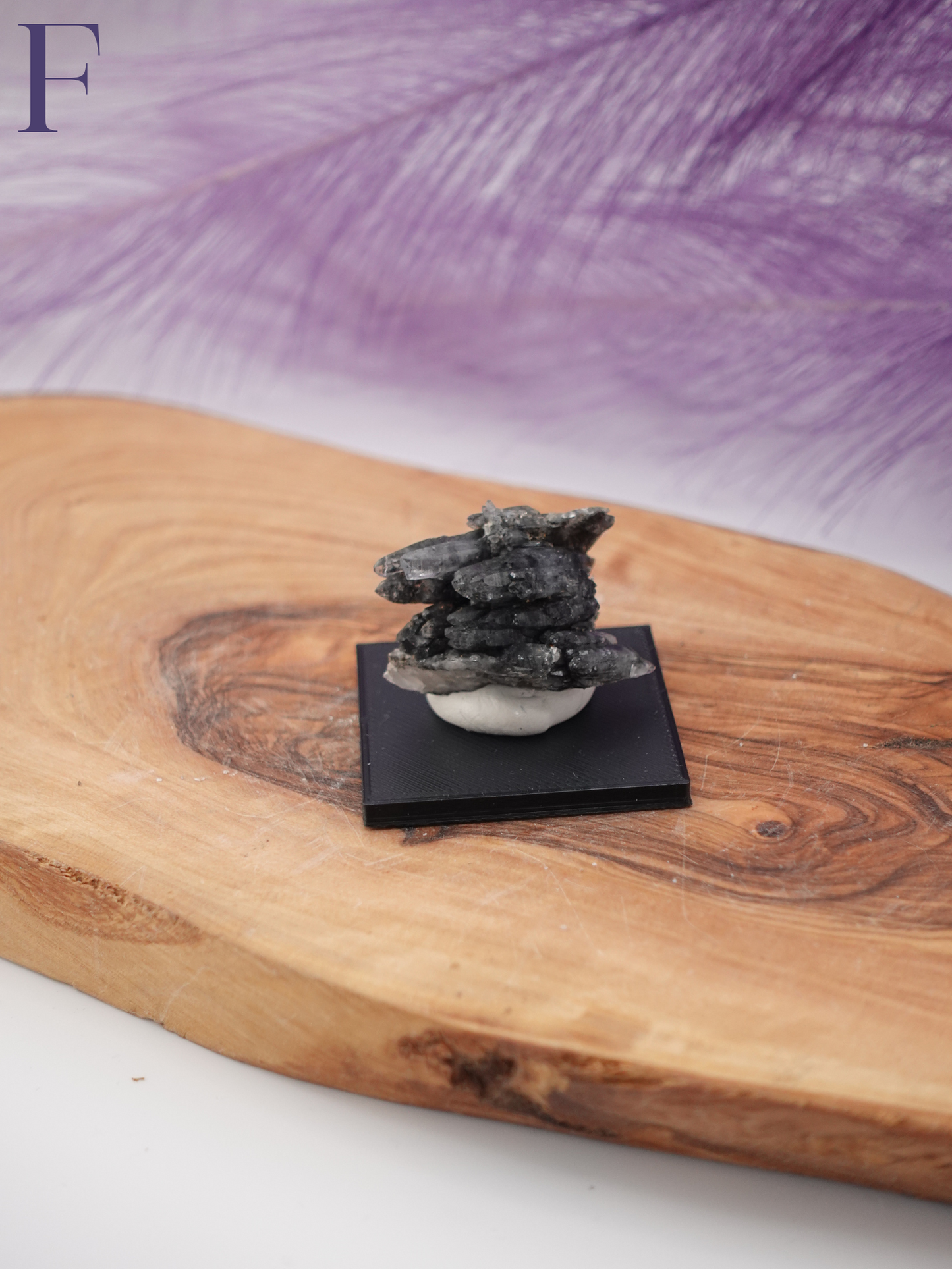 Black Phantom Quartz Specimen on a Small Square Stand Option F