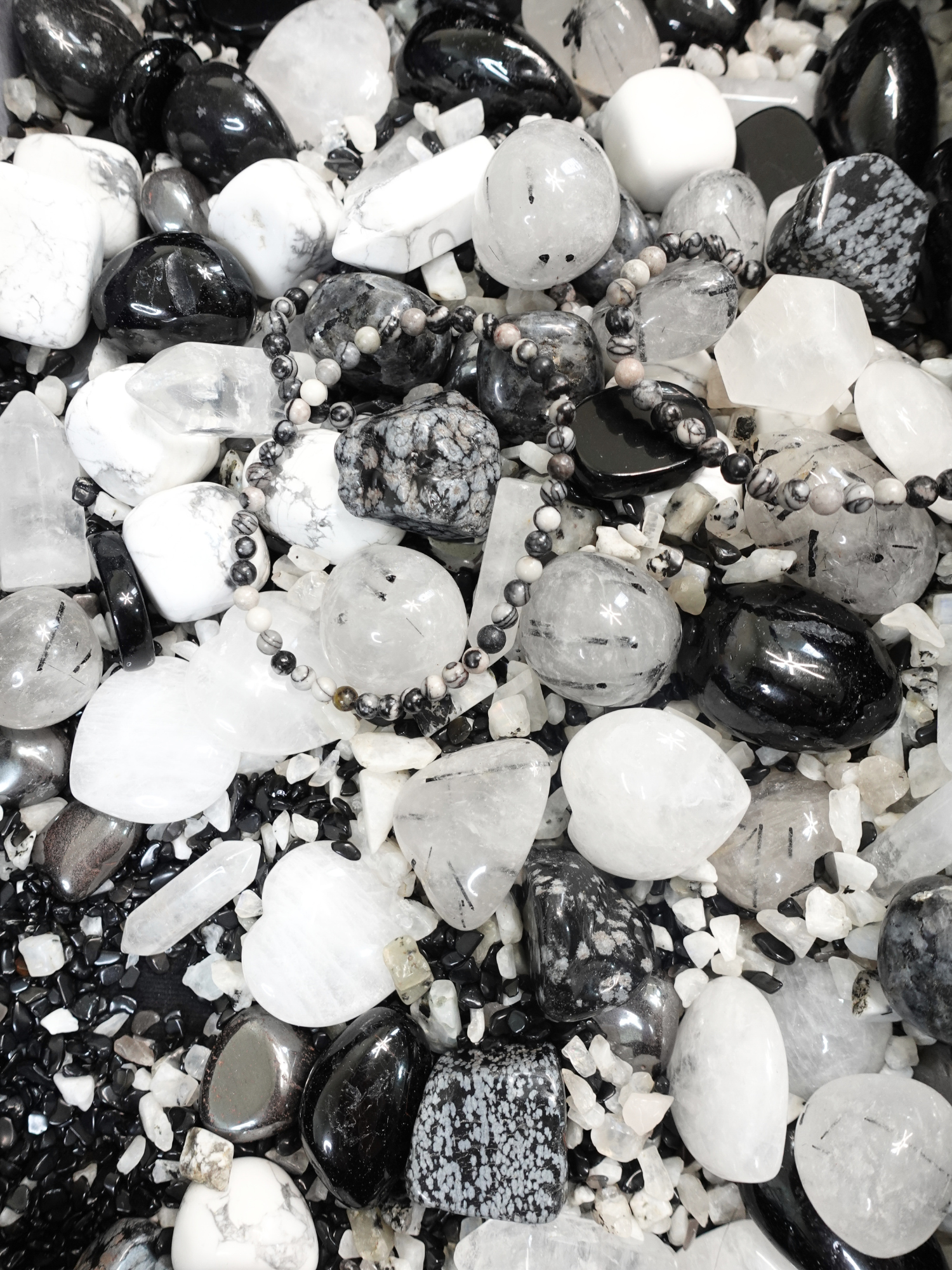 Collection of different shapes and types of crystals that make up the "Morally Grey" scoop