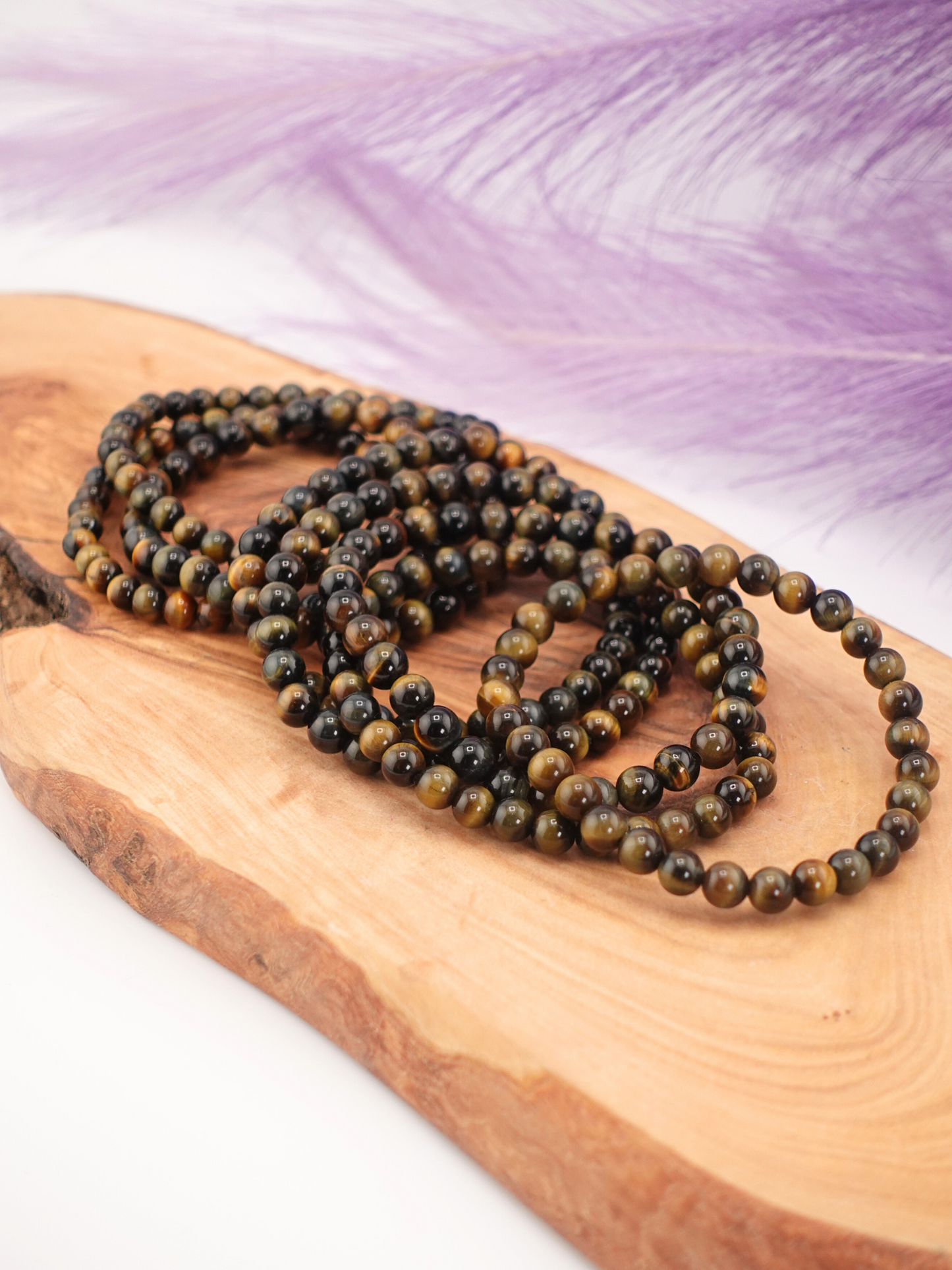 Blue Tiger Eye Round Beaded Bracelet