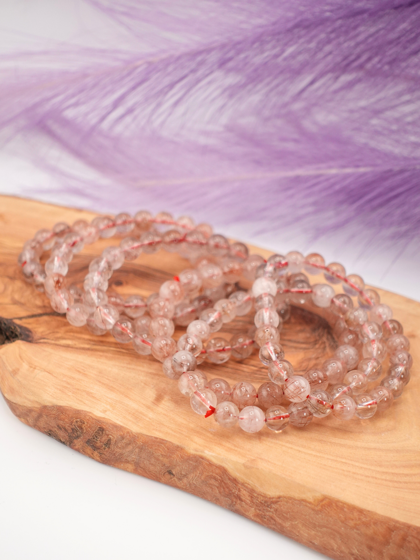 Copper Rutile Round Beaded Bracelet