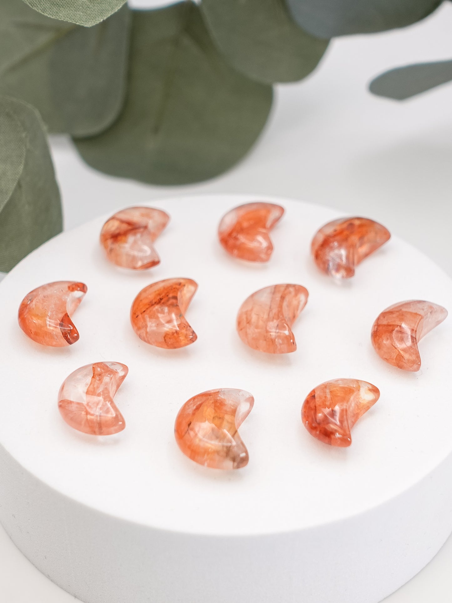 Mini Fire Quartz Moon Carving