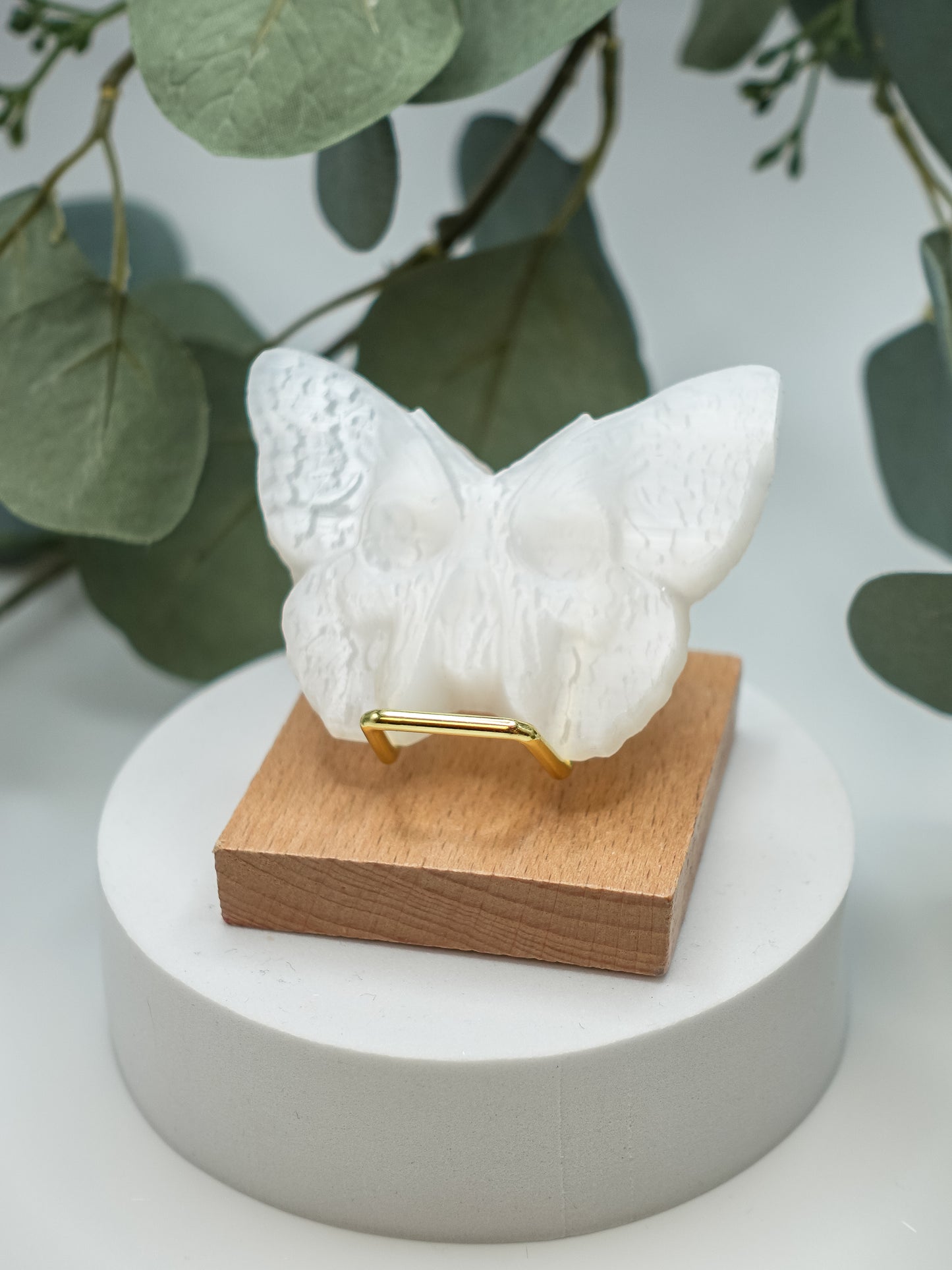 Selenite Death Moth Carving
