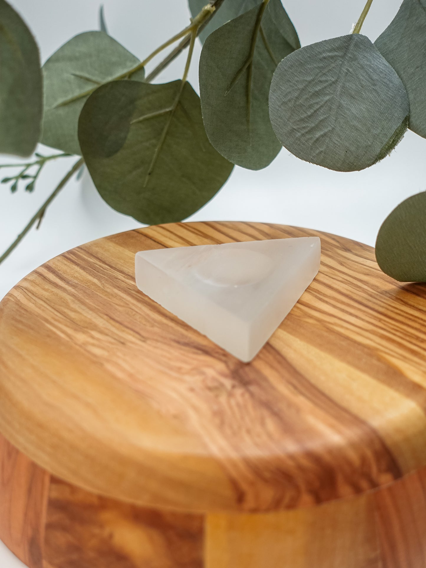 Selenite Triangle Sphere Stand