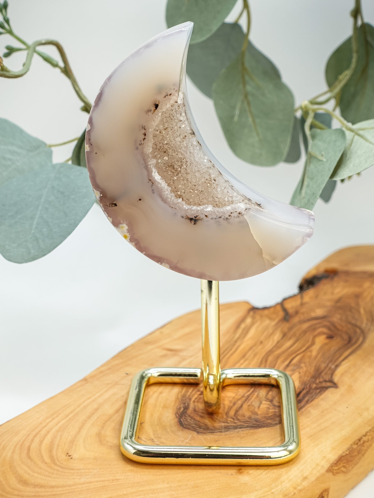 Druzy Agate Moon on Stand - You Choose!