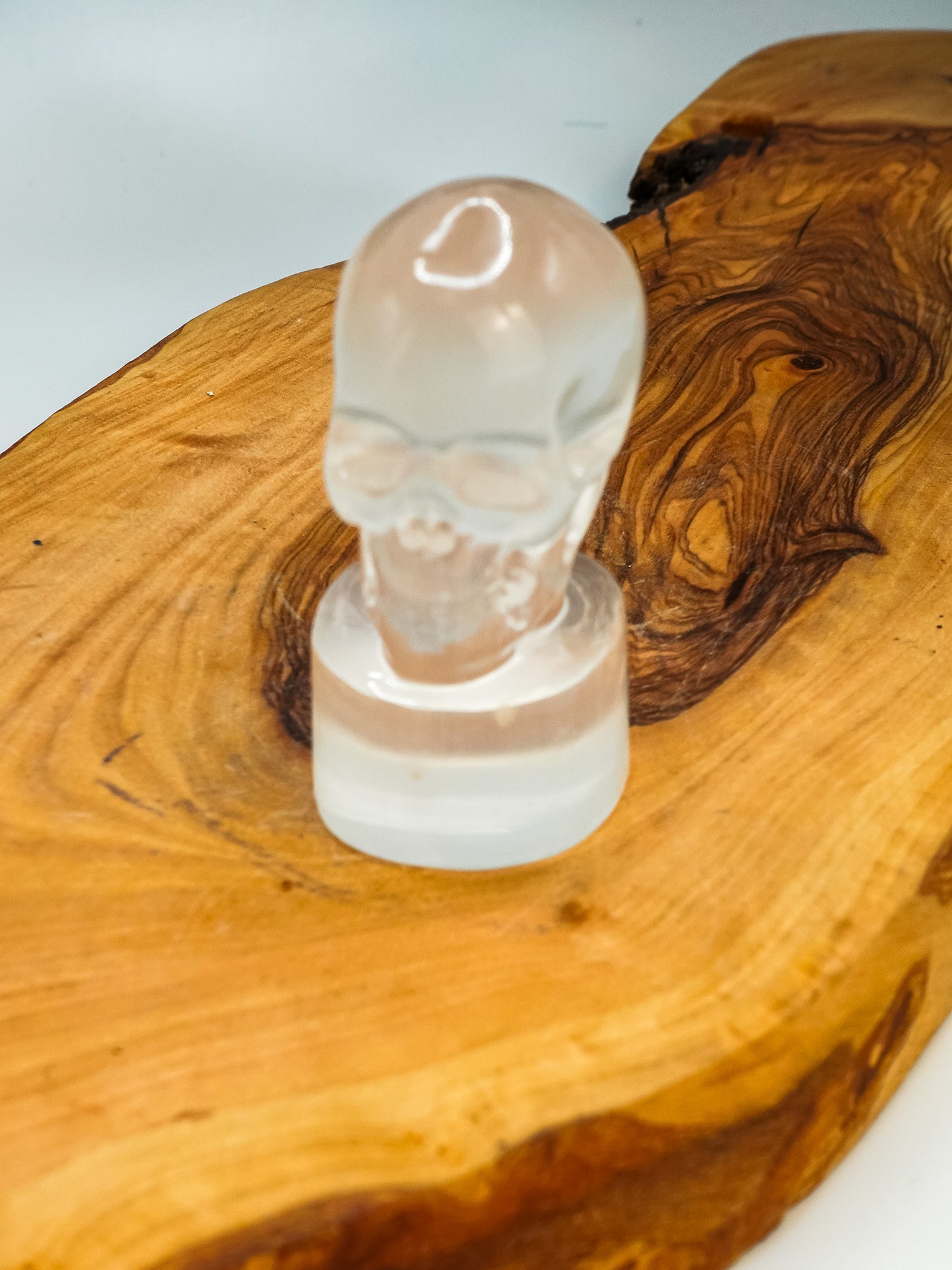 Selenite Skull Carving on Platform