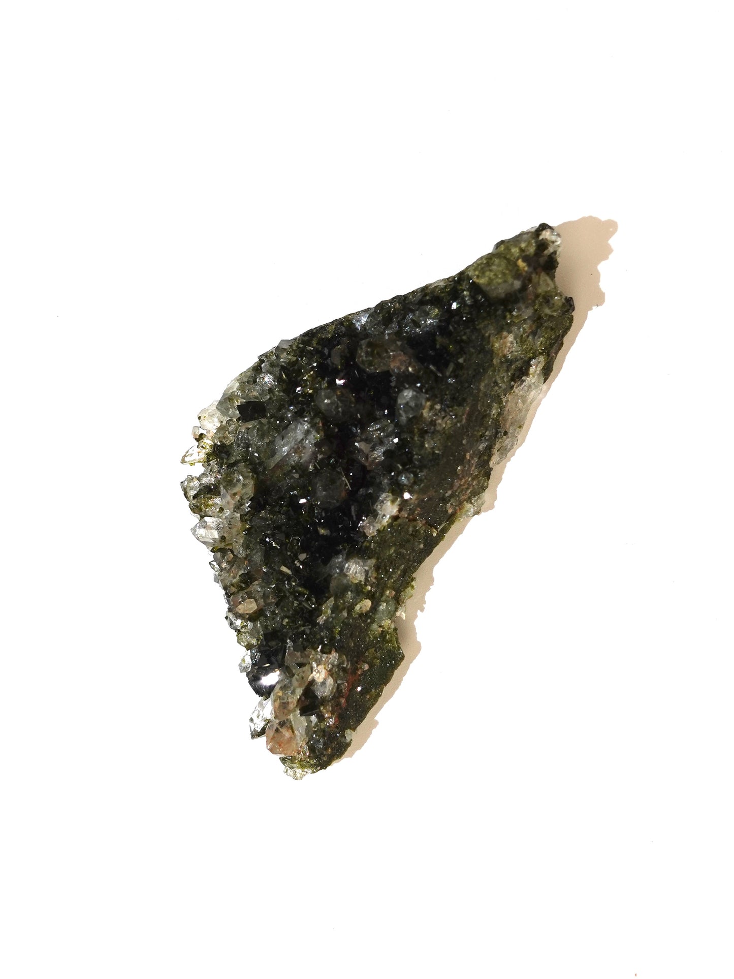 Epidote specimen on white background