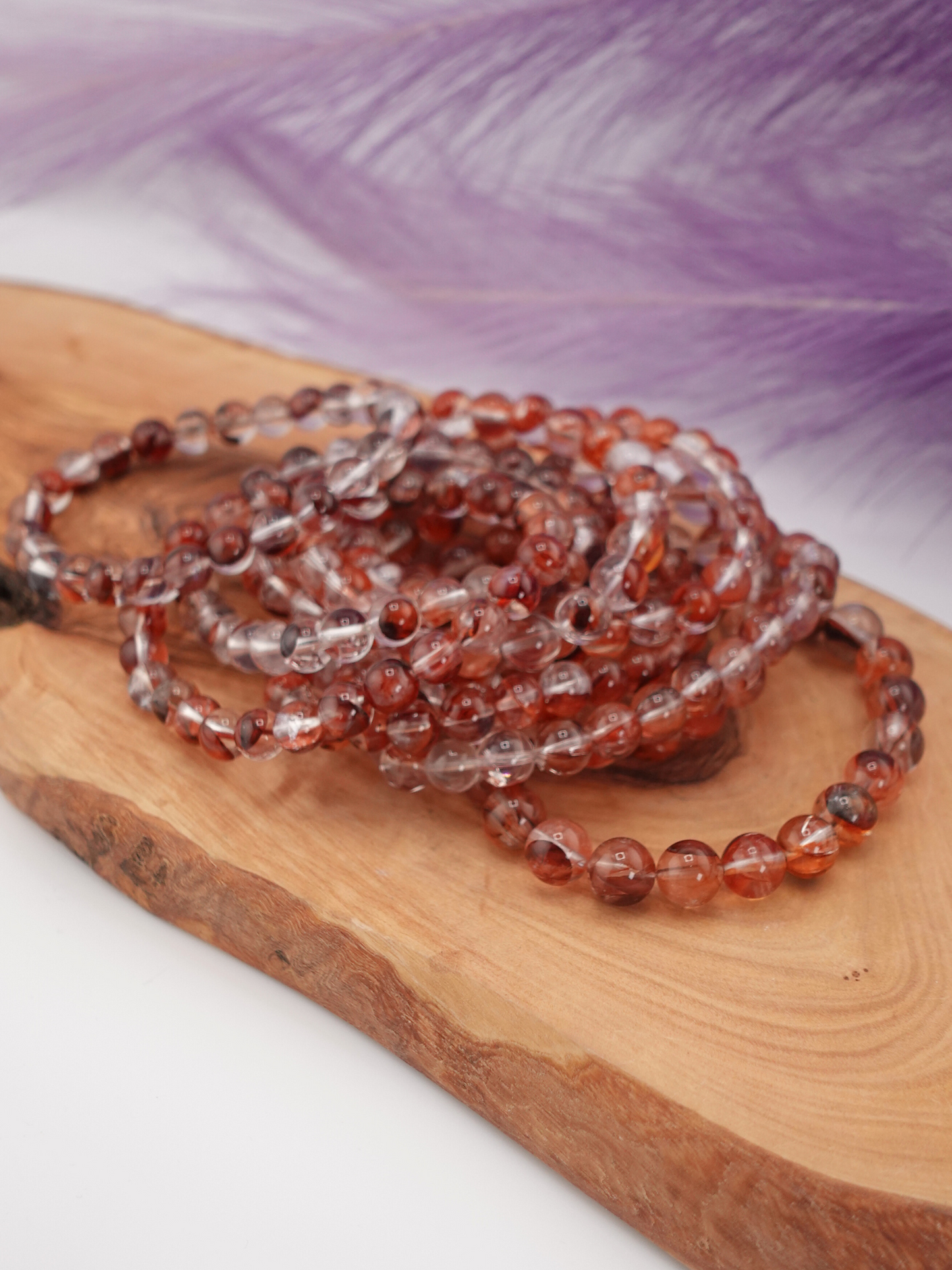 Fire Quartz Round Beaded Bracelet