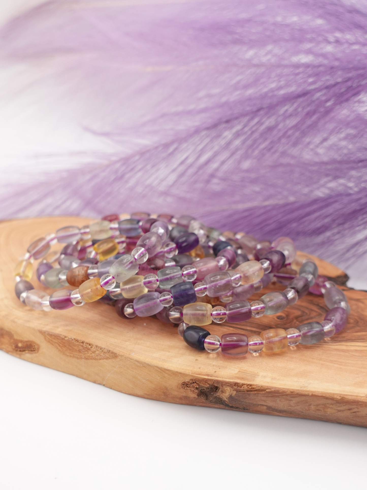 Fluorite Barrel Beaded Bracelet