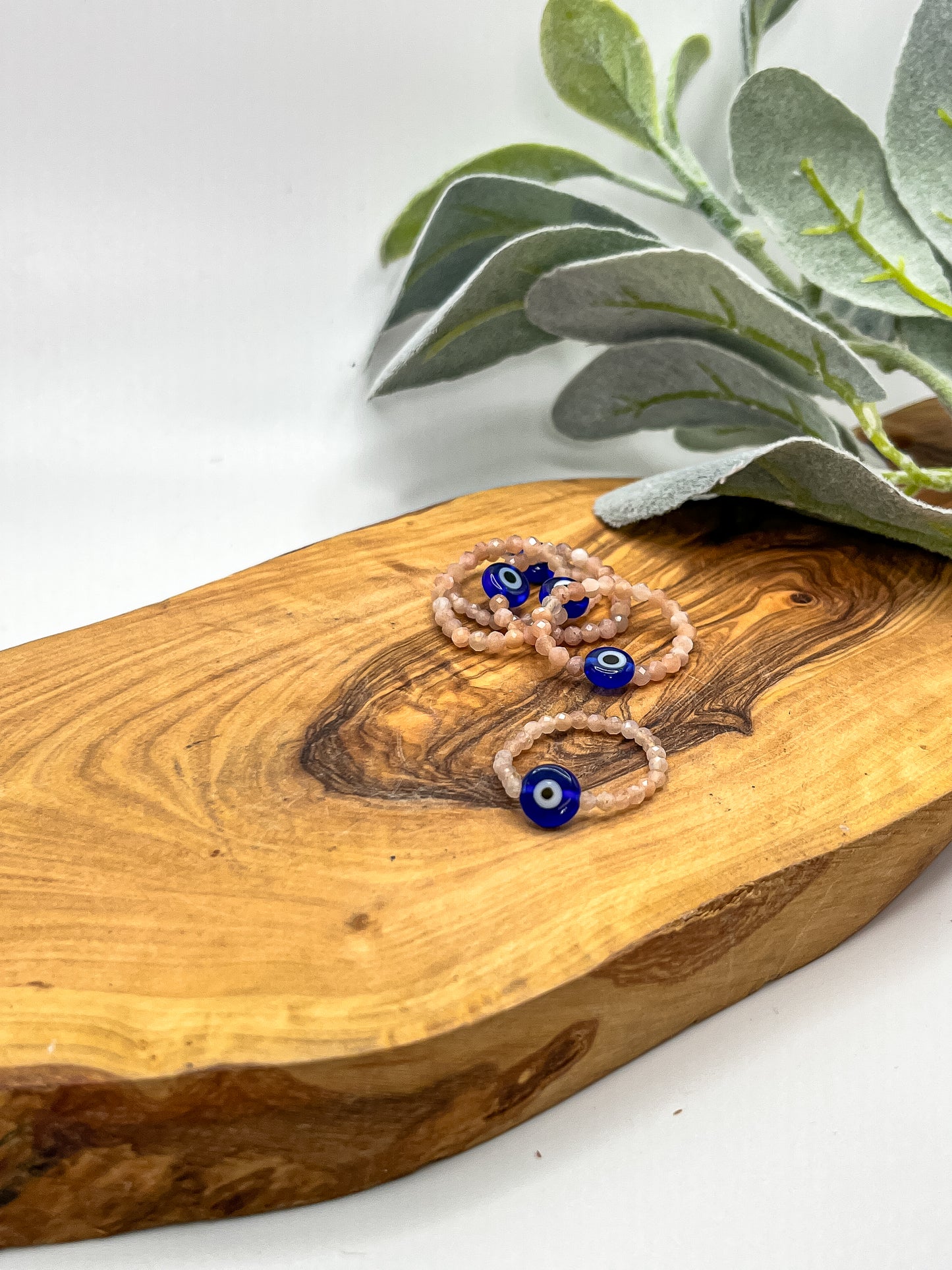 Sunstone - Evil Eye Beaded Stretchy Ring