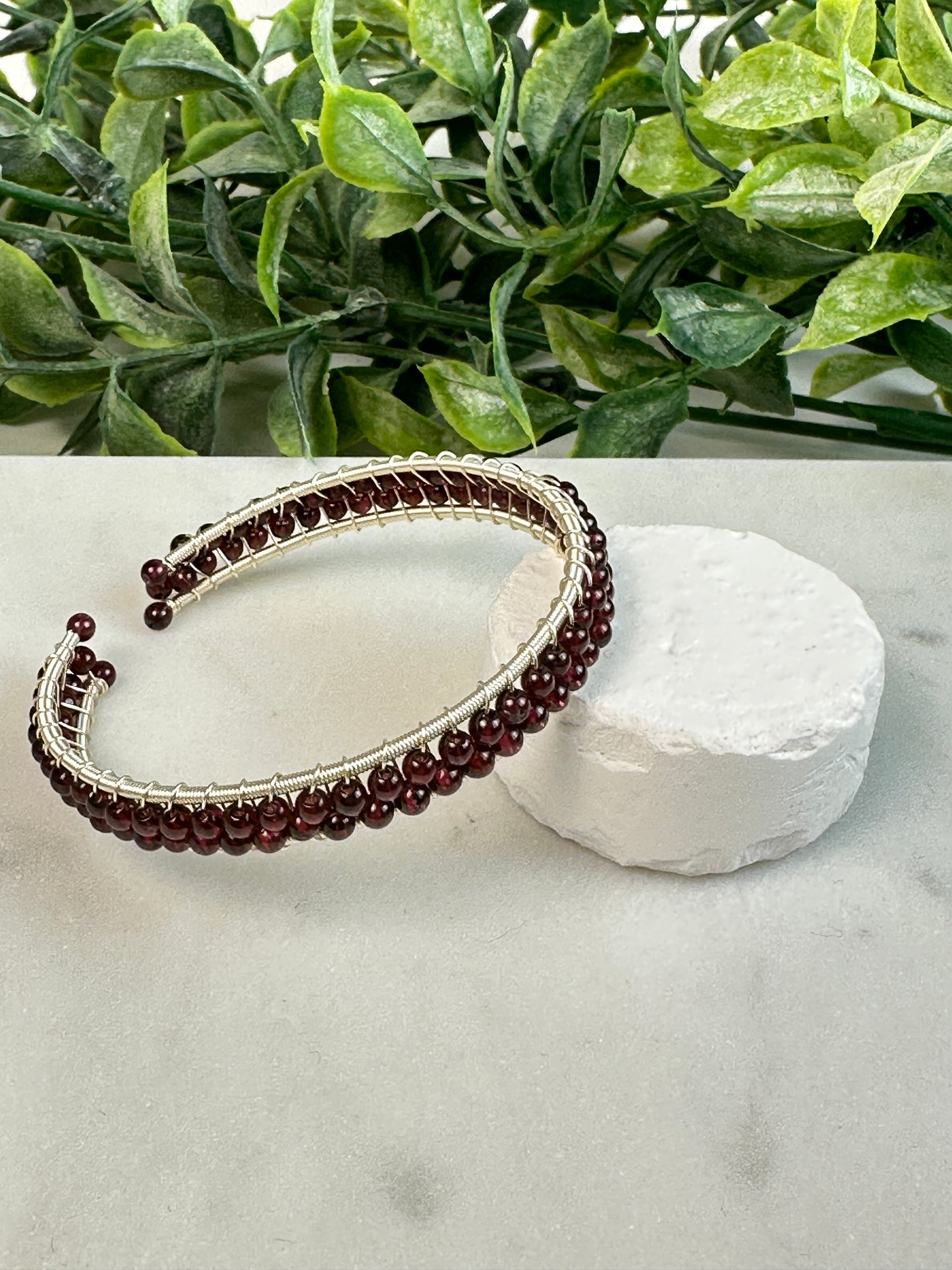 Garnet Stretch Wire Bangle