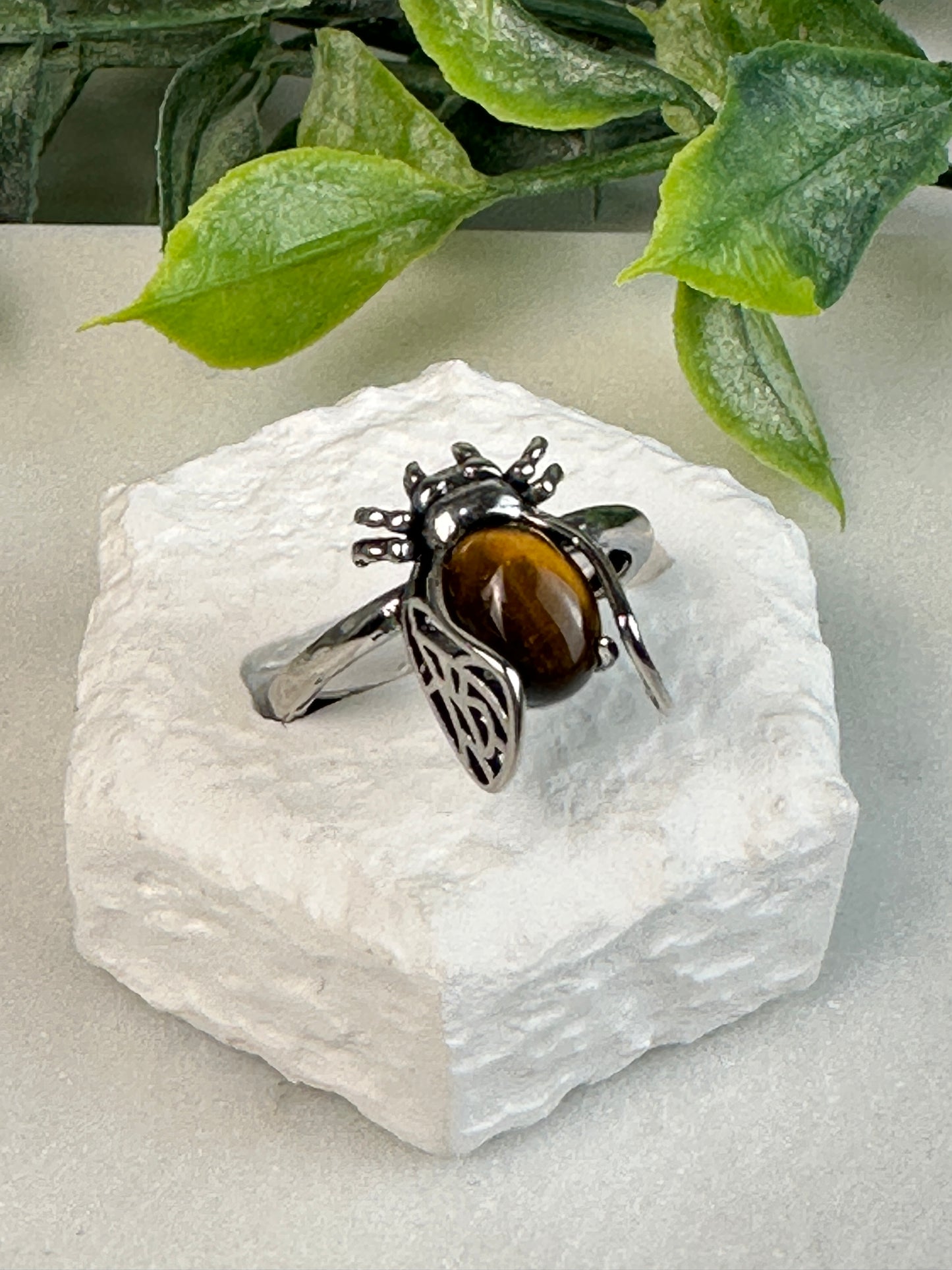 Tiger Eye Bee Ring