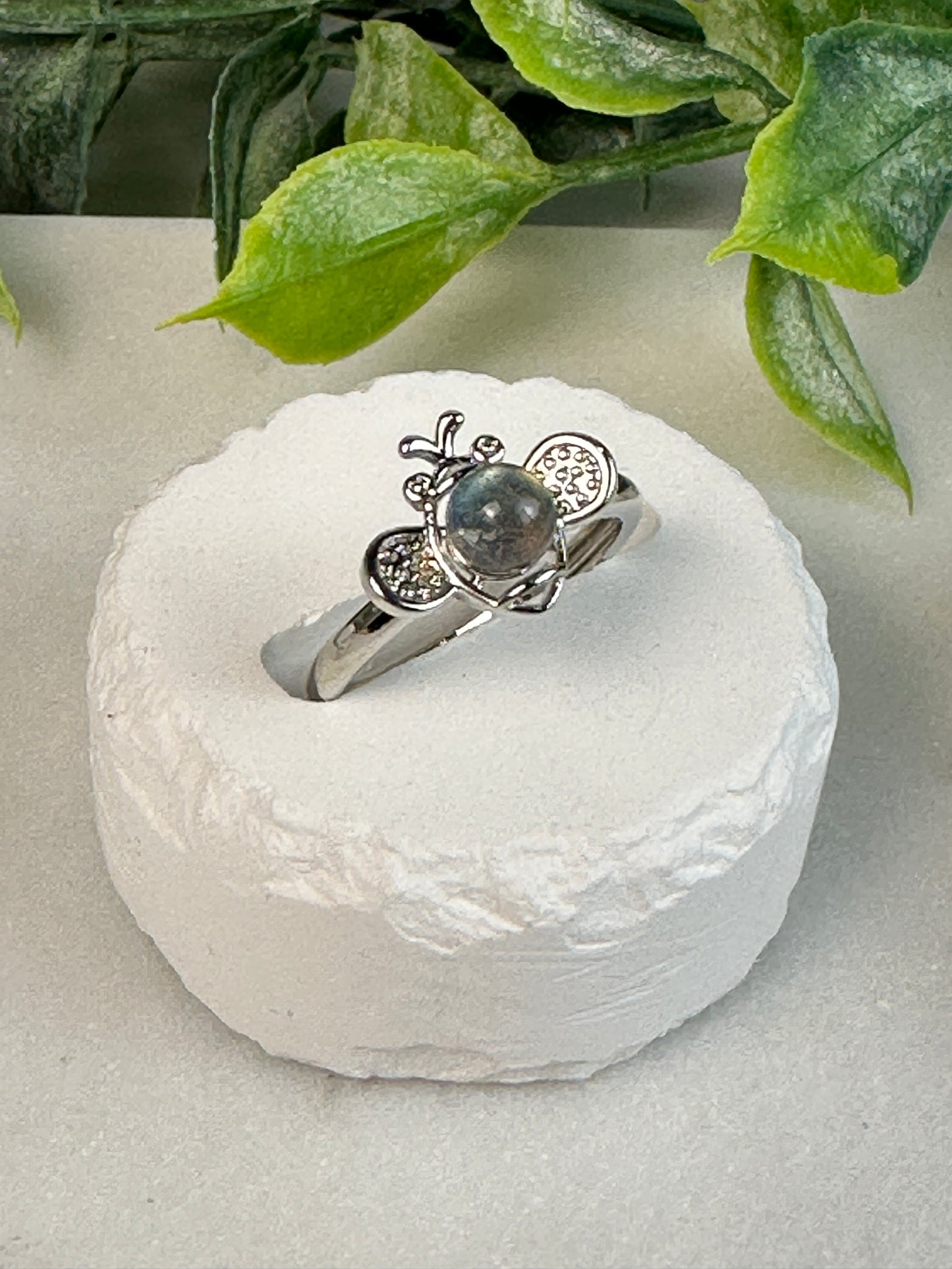 Labradorite Bee Ring-Adjustable