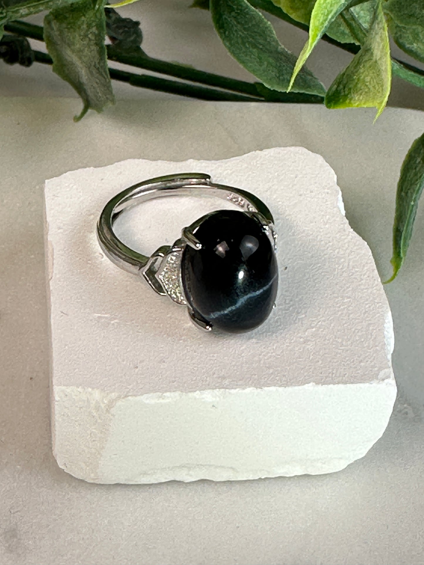 Blue Tiger Eye Adjustable Ring