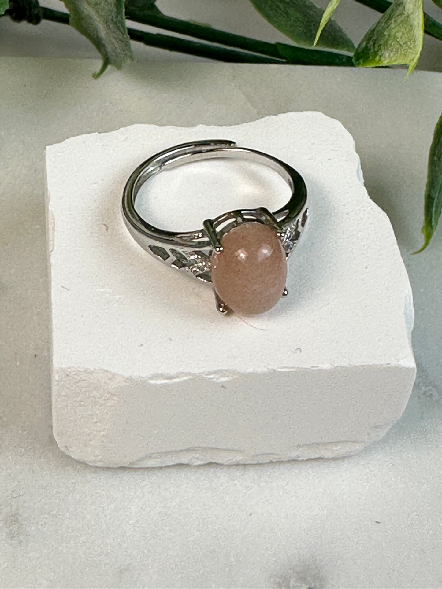 Peach Moonstone Ring Adjustable