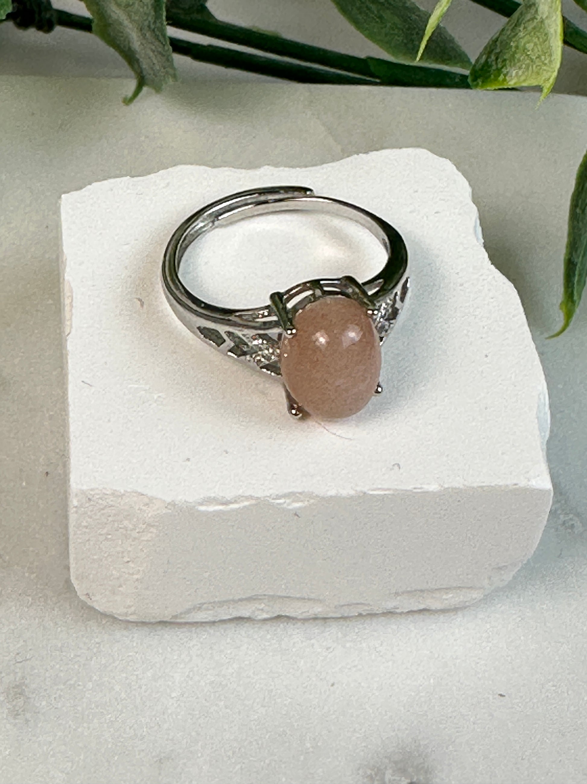 Peach Moonstone Ring Adjustable