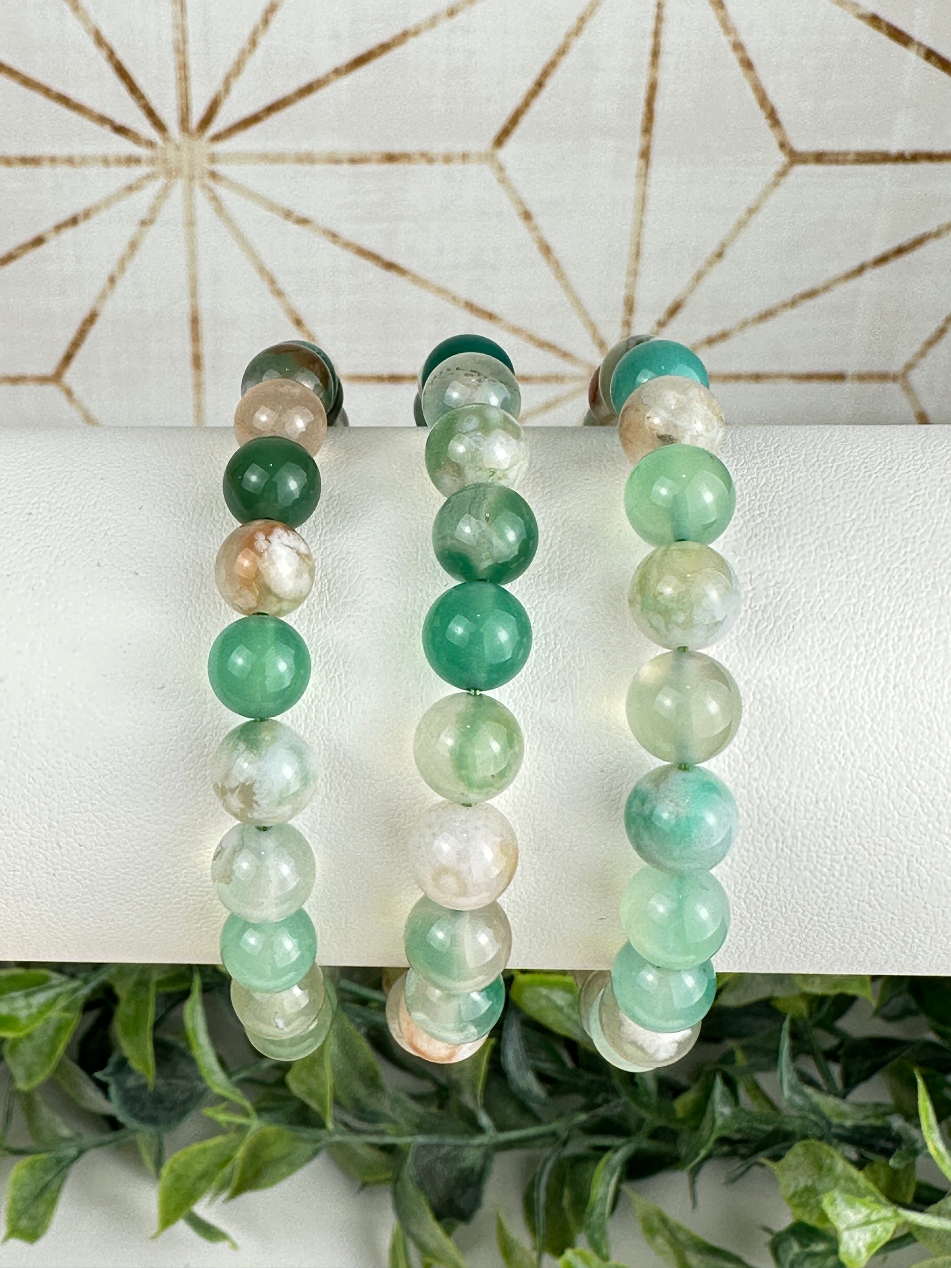 Green Flower Agate Bracelet