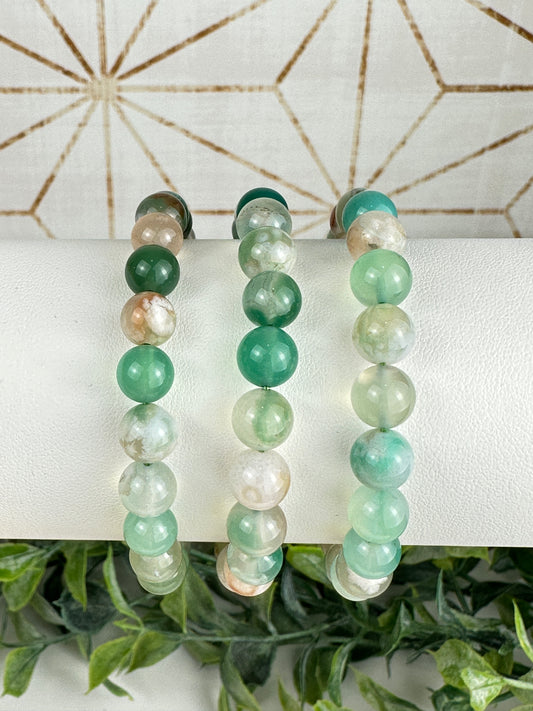 Green Flower Agate Bracelet