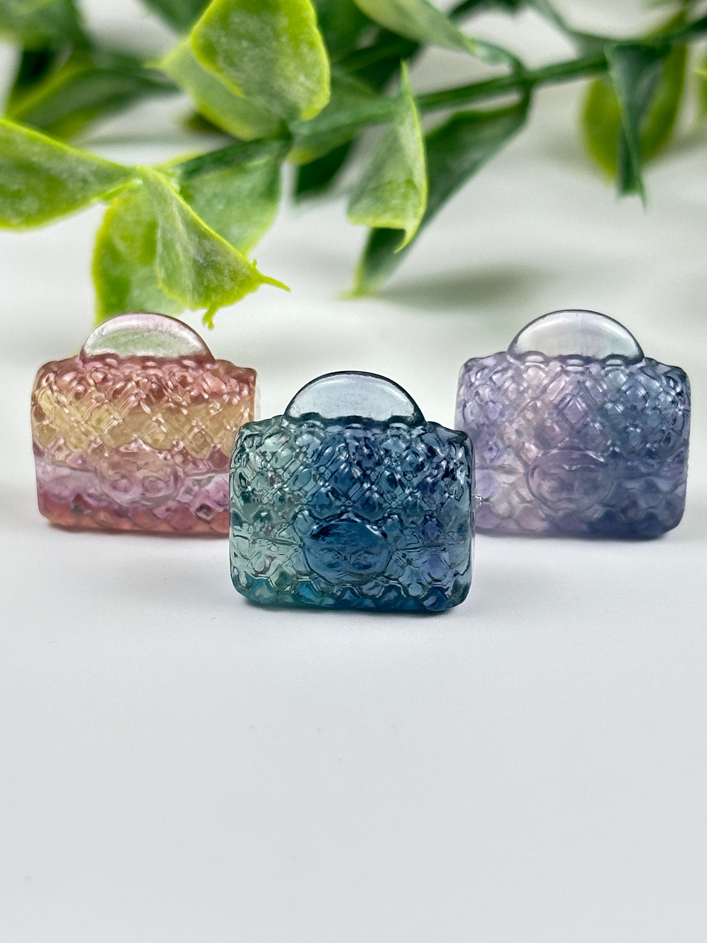 Mini Fluorite Handbag Carving