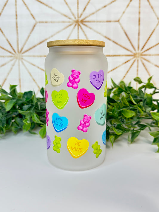 Gummy Bears/Candy Hearts 16oz Frosted Tumbler