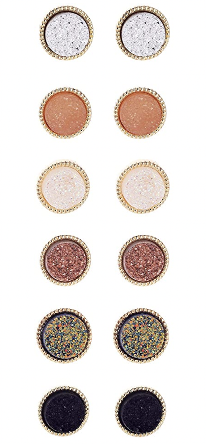 Round Druzy Stud Earrings