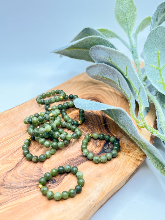 Jade - Round Beaded Stretchy Ring