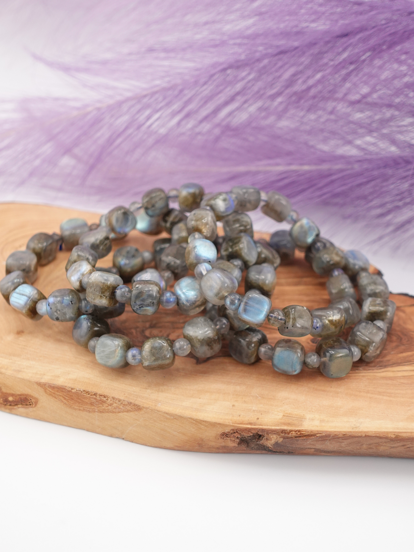 Labradorite Square and Round Beaded Bracelet