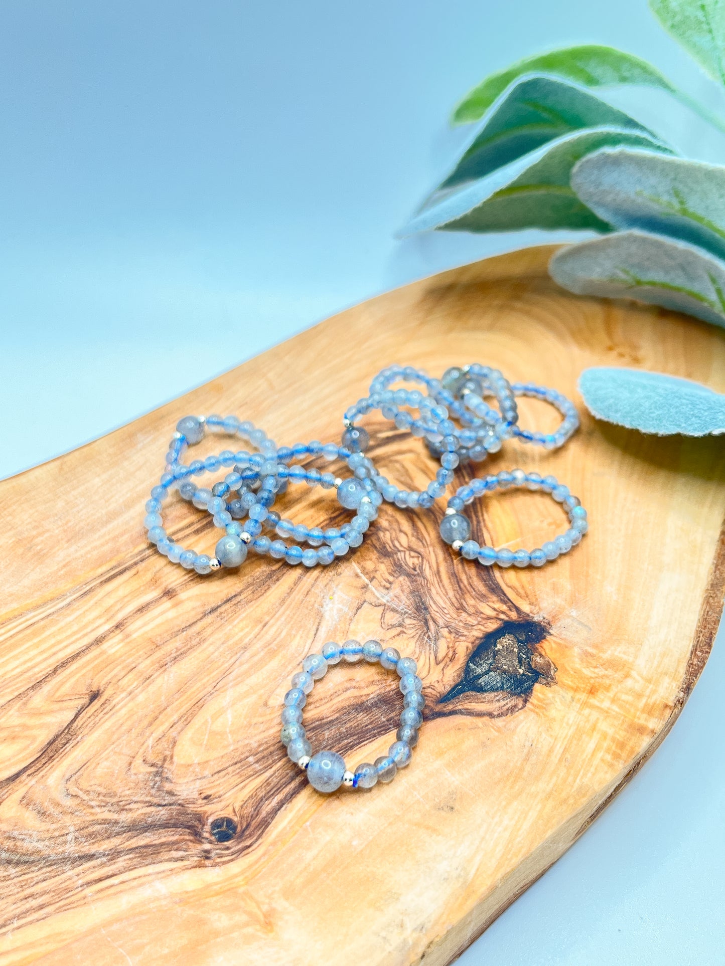 Labradorite - Round Beaded Stretchy Ring