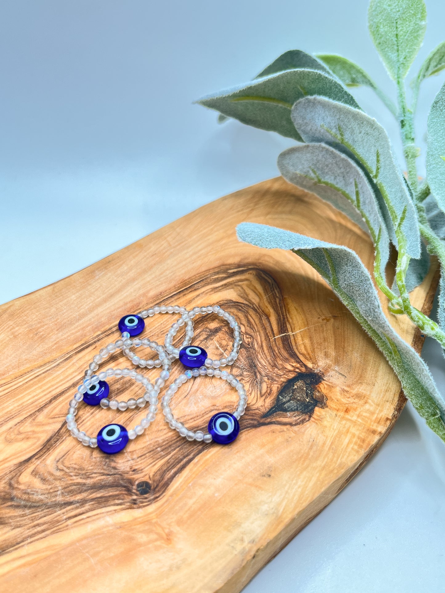 Labradorite - Evil Eye Beaded Stretchy Ring