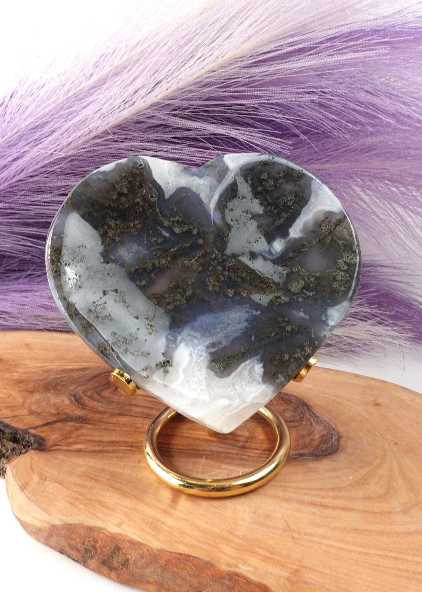 Moss Agate Heart Dish