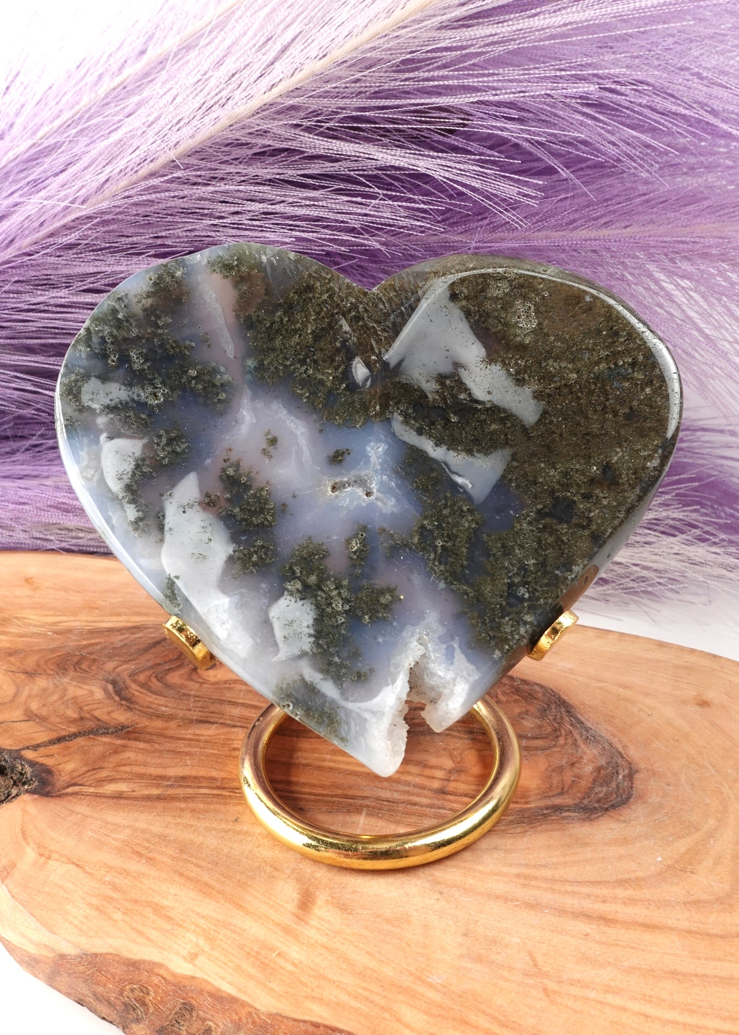 Moss Agate Heart Dish
