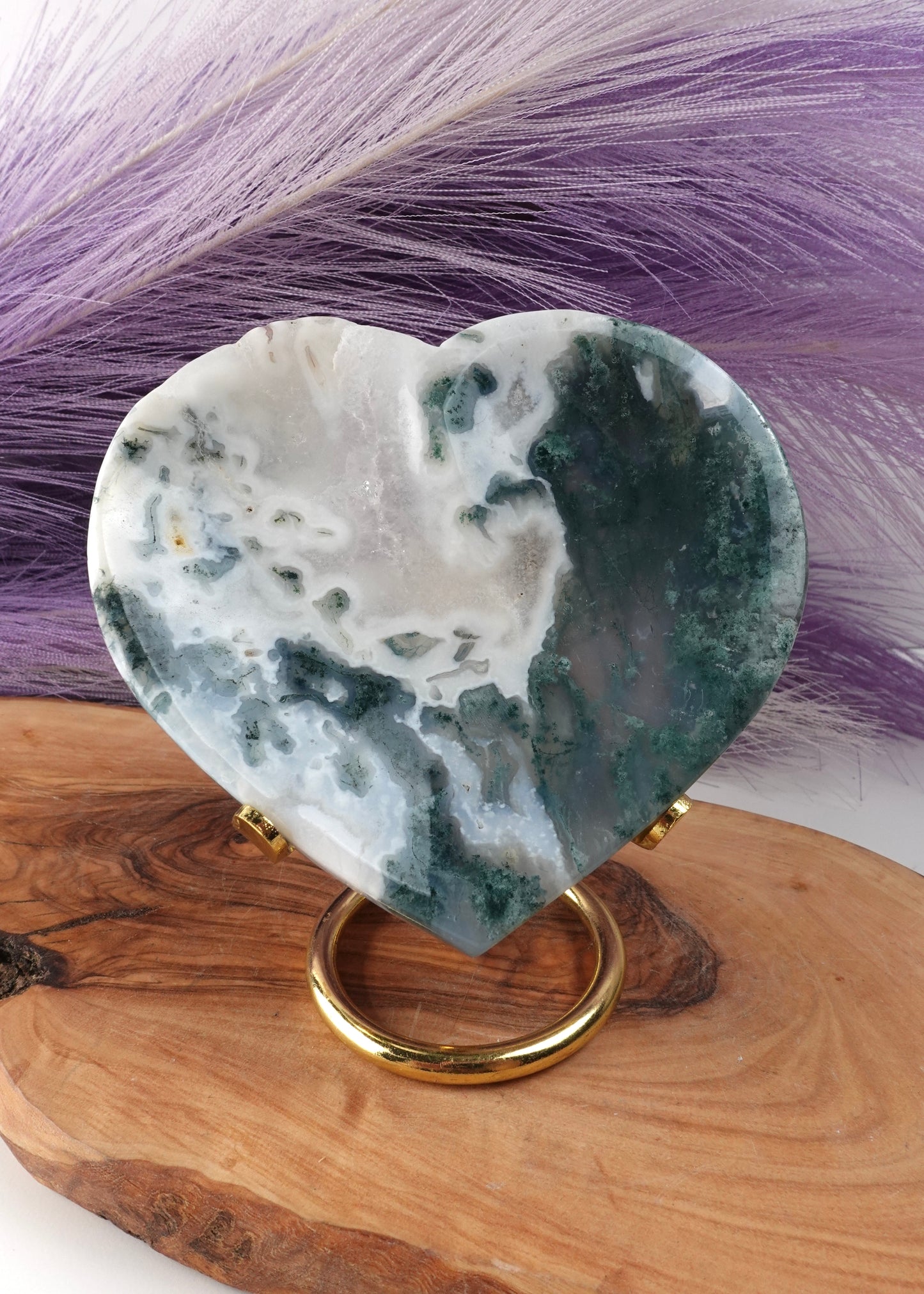 Moss Agate Heart Dish