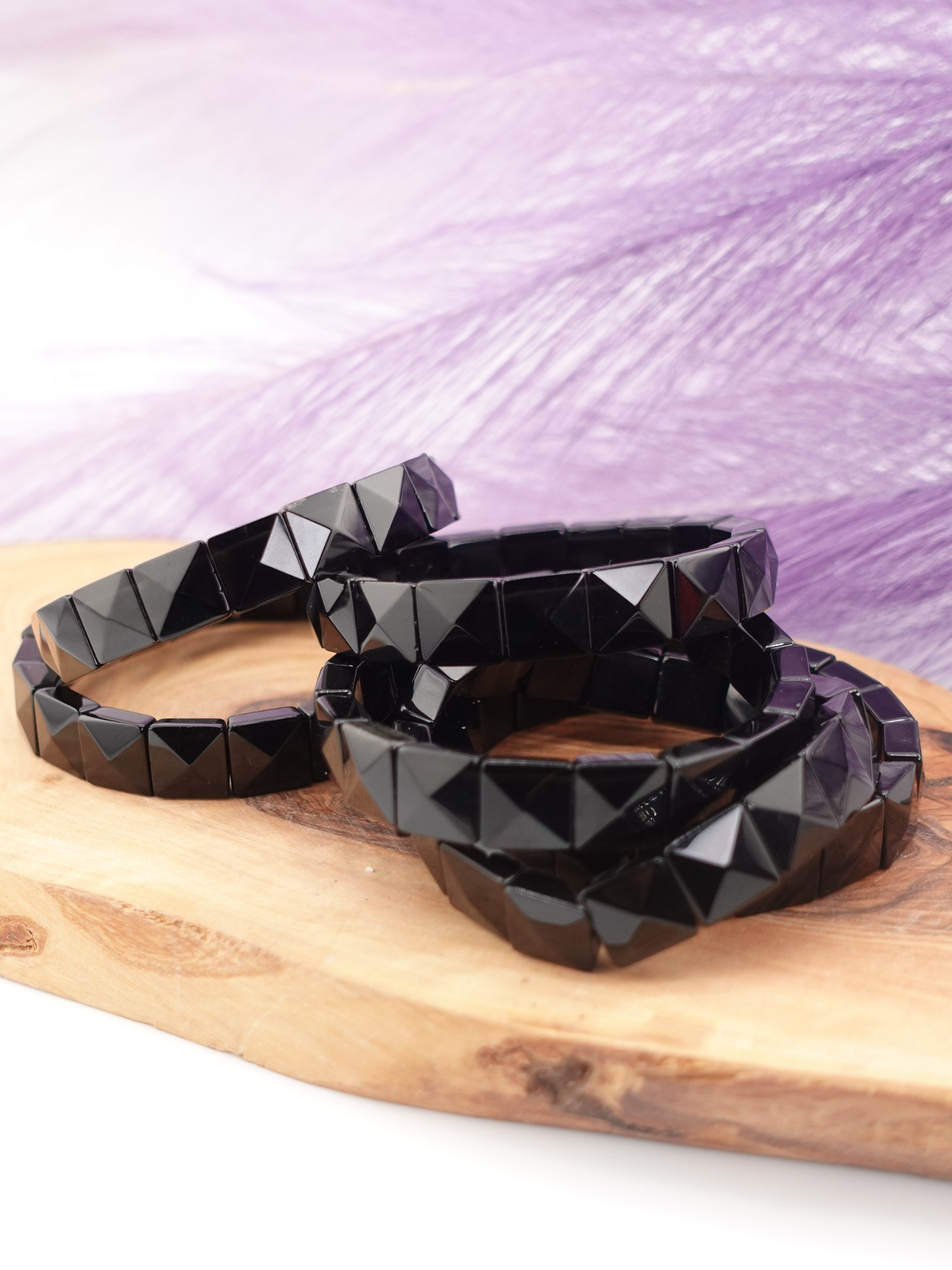 Obsidian Pyramid Beaded Bracelet