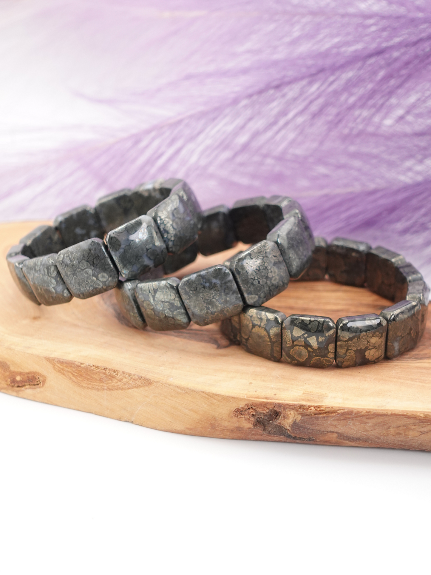 Pyrite Block Square Beaded Bracelet