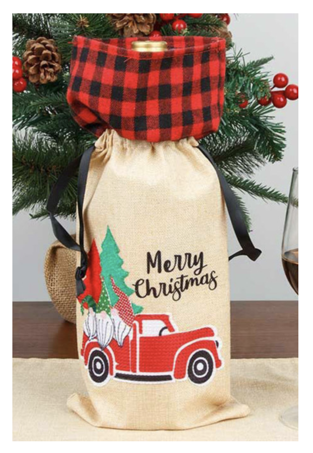 Wine Bottle Bag - Gnome Plaid