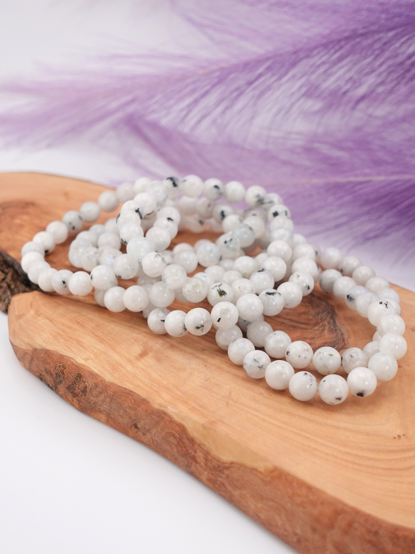 Rainbow Moonstone Round Beaded Bracelet