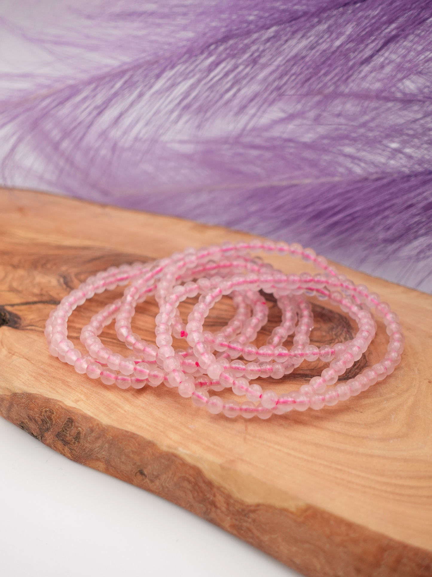 Rose Quartz Small Round Beaded Bracelet