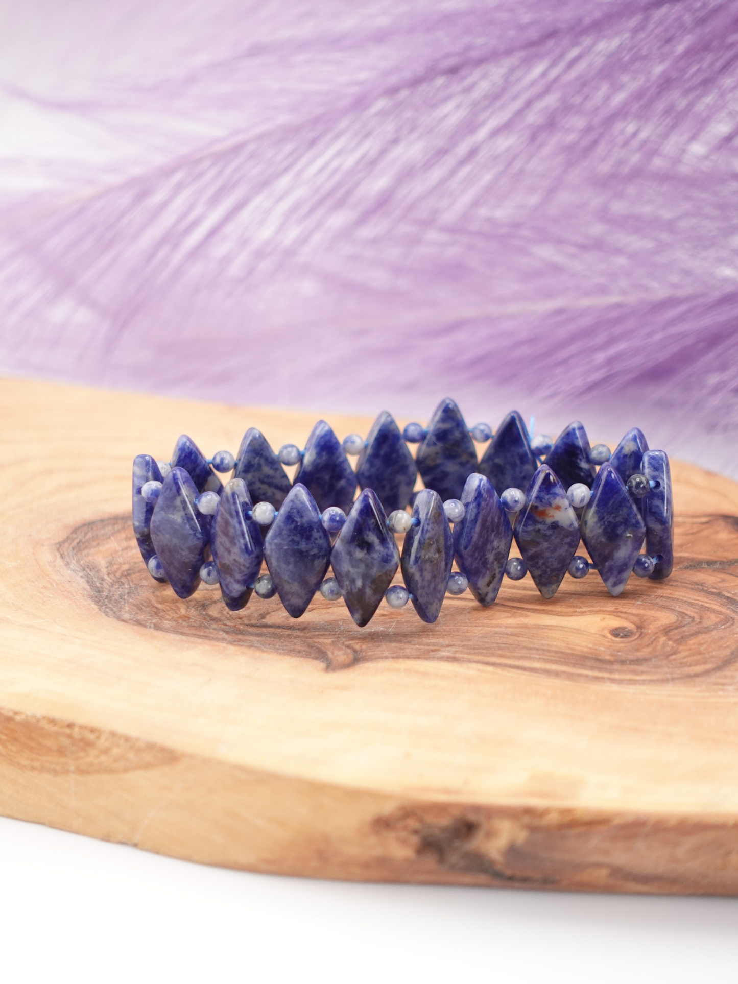 Sodalite Diamond Beaded Bracelet