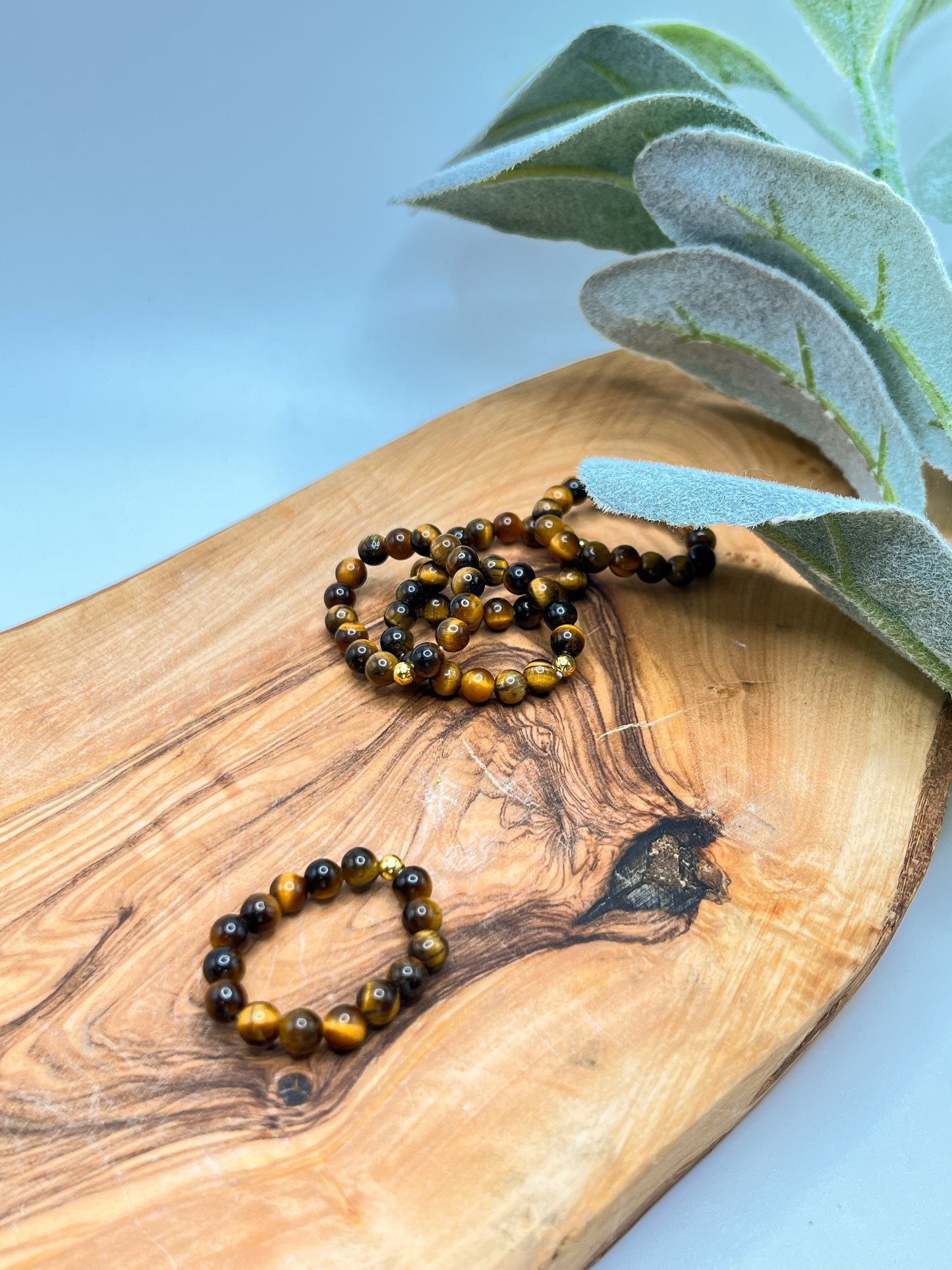Tiger Eye - Round Beaded Stretchy Ring