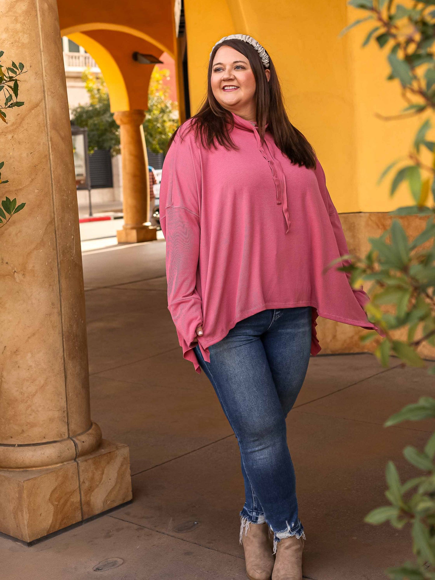 Hot pink ruffled side top!