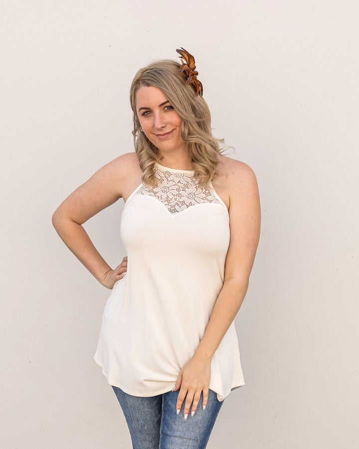 Lace Paneled High Halter Top