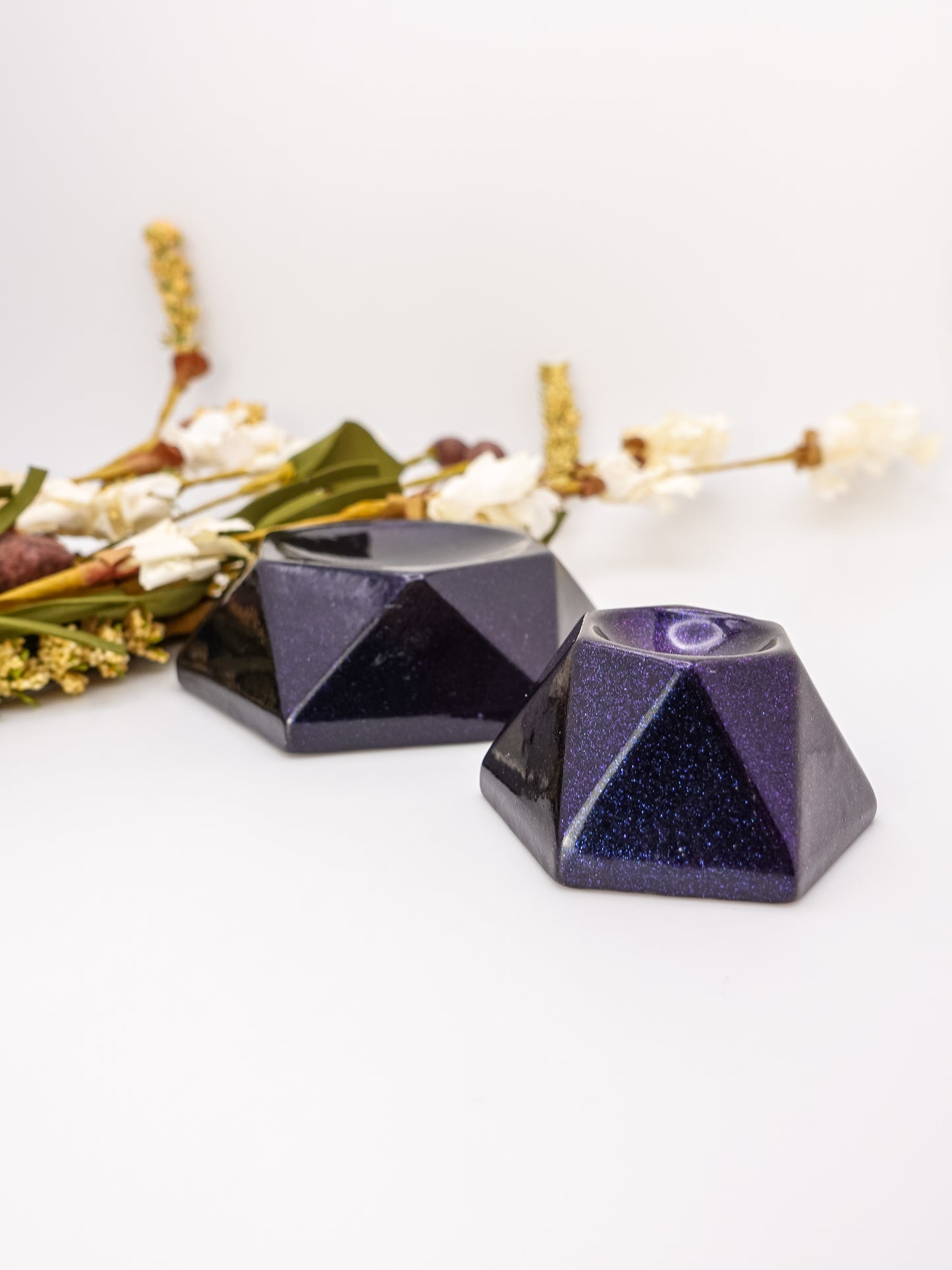 Midnight Blue Hexagon Sphere Stand-2 Sizes