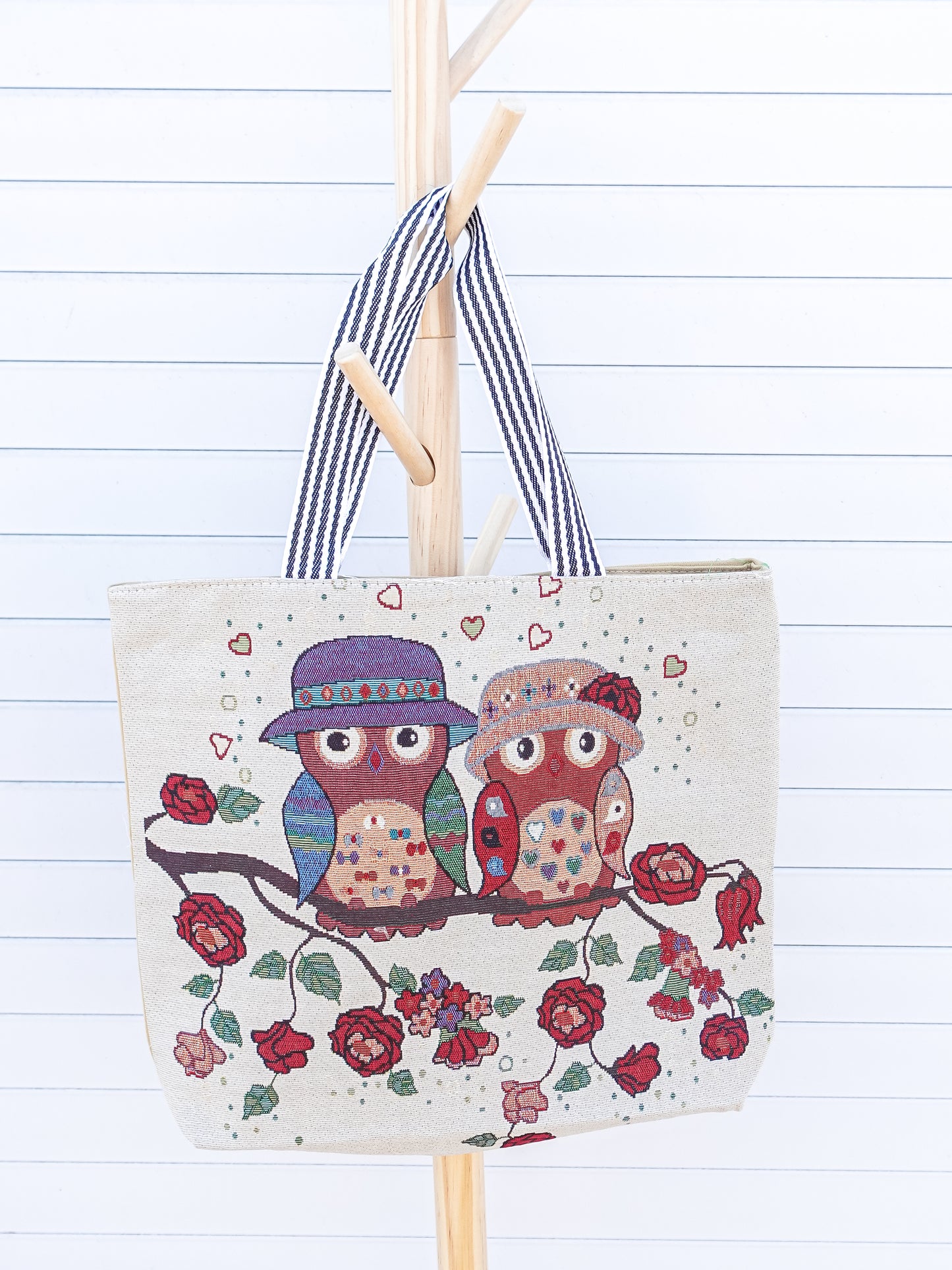 Embroidered Zipper Tote Bag
