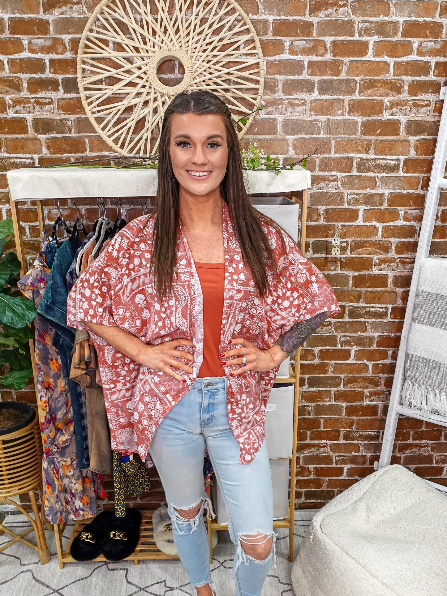 Paisley & Floral Print Tie Dye Kimono