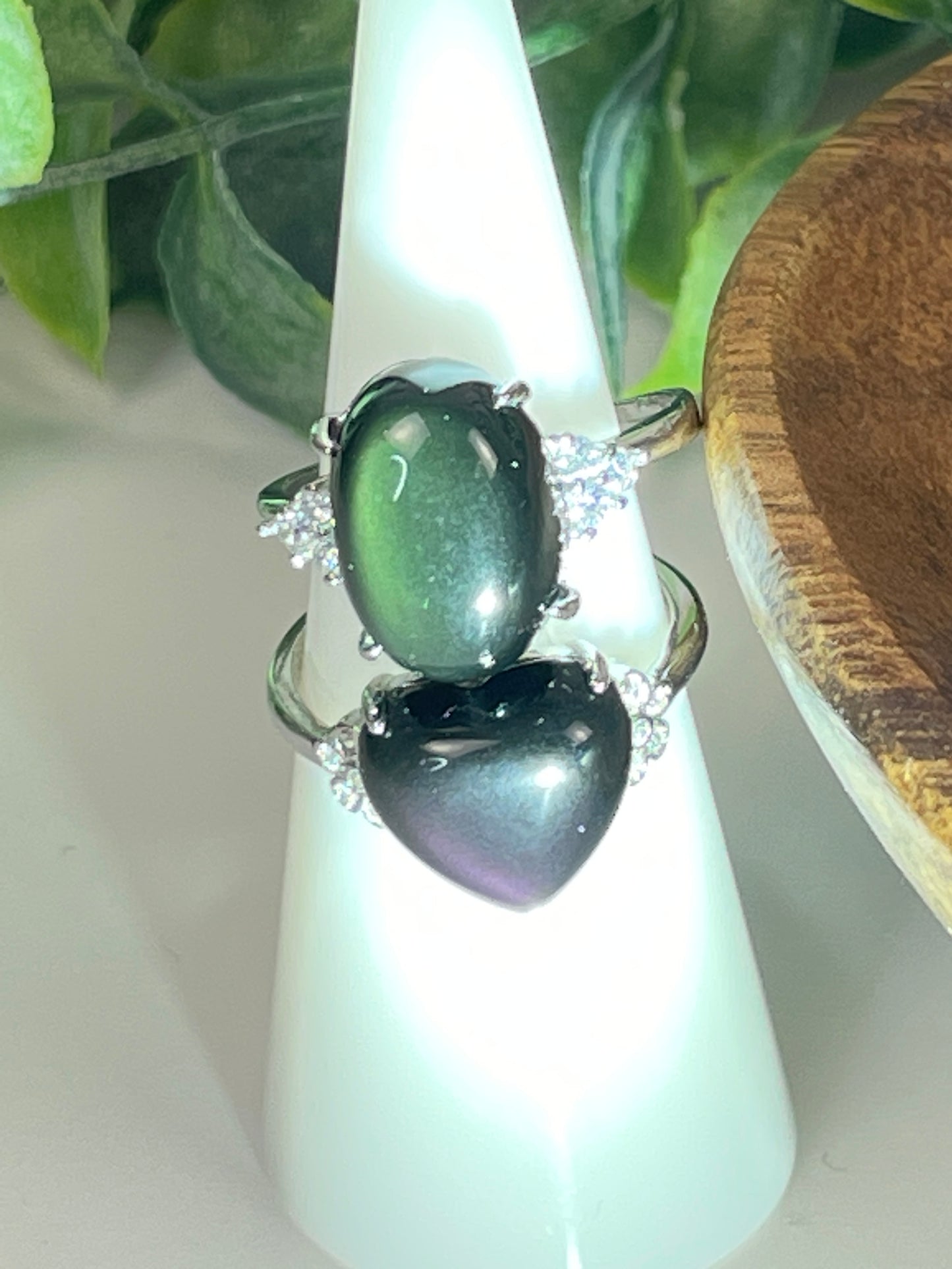 Rainbow Obsidian Ring with Flash