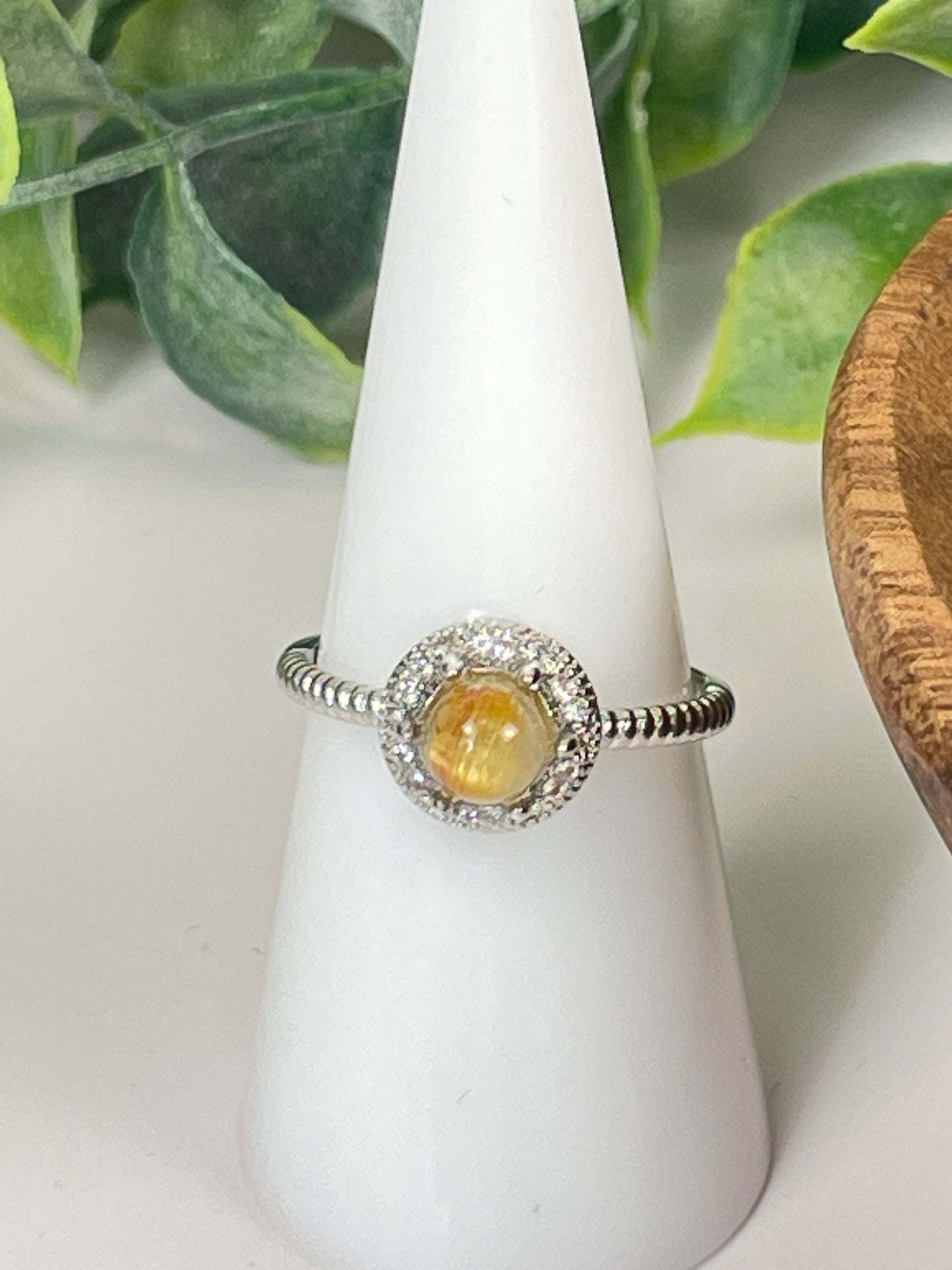 Rutialted Quartz Halo Ring