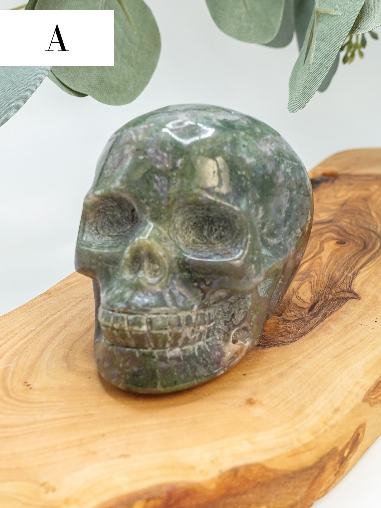 Moss Agate Skull Carving - You Choose!