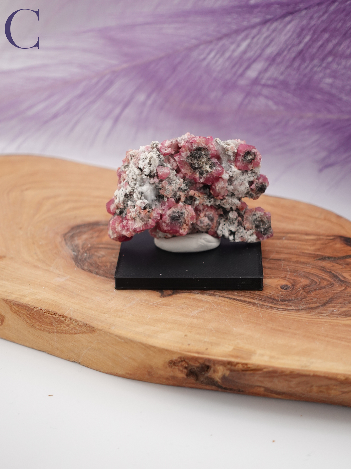 Raspberry Garnet Specimen on small black stand Option C